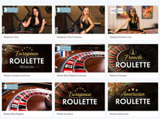 Imagen de la página del casino Betsson online dedicada a los juegos de ruleta. Se pueden ver las diferentes variantes que el operador tiene en oferta.